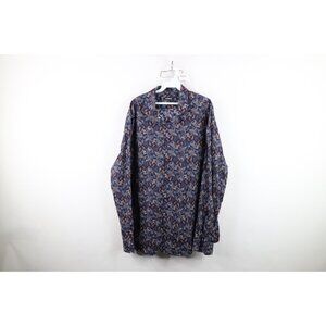 Express Mens Size 2XL XXL Slim Paisley Geometric Collared Button Shirt Cotton